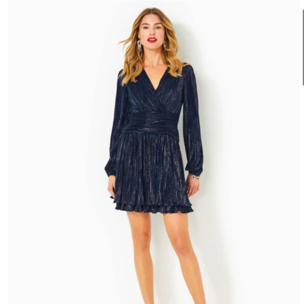 NWT Lilly Pulitzer Jessamie Long Sleeve Dress in Navy Blue